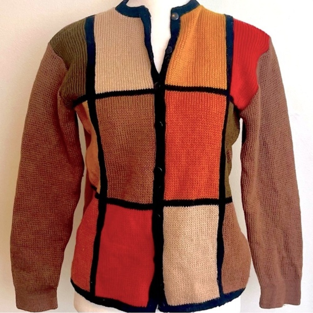 Vintage 60s colorblock cardigan